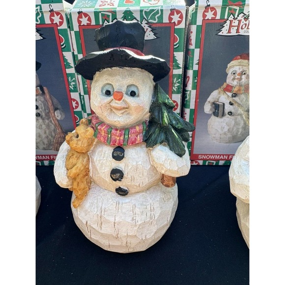 3 VINTAGE 1999 Christmas Snowman Figurines HOLIDAY COLLECTION World Bazaar -Ch8 - Picture 5 of 10